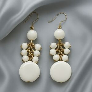 Croft & Barrow White Beaded Cluster Drop Earrings – Silver-Tone Dangle Design 2"